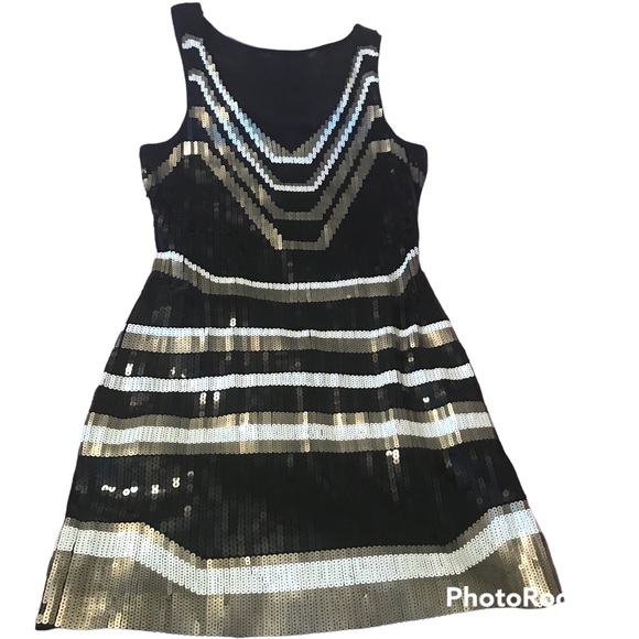 Express Sequin Art Deco Mini Dress Mesh Back Sz XS - Picture 1 of 5